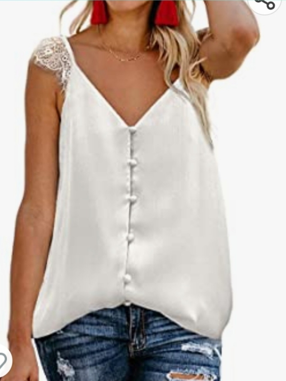 Blencot Camisole Lace V-Neck Button Down Tank Top